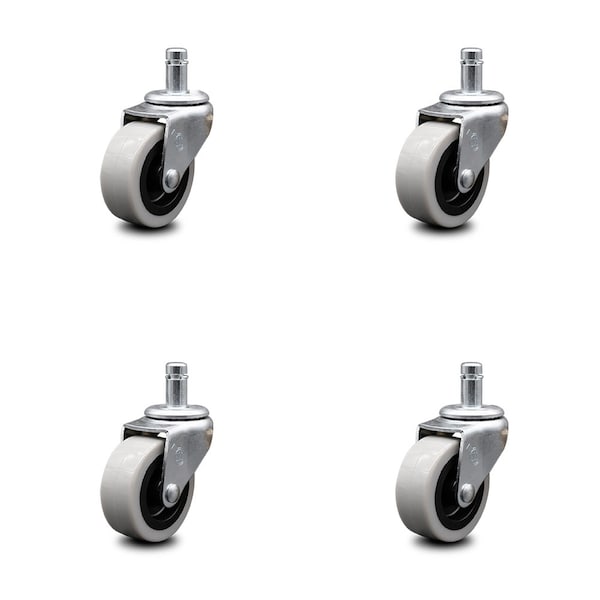 2 Inch Polyurethane Wheel 7/8 Grip Ring Stem Caster, 4PK